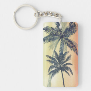 Tropical Palm Leaves Key Ring