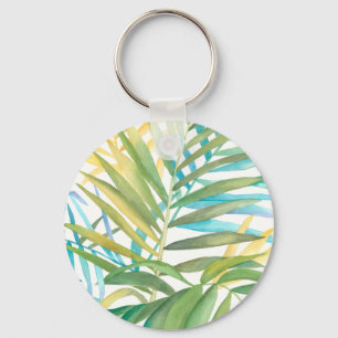 Tropical Palm Leaves Key Ring
