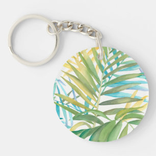 Tropical Palm Leaves Key Ring