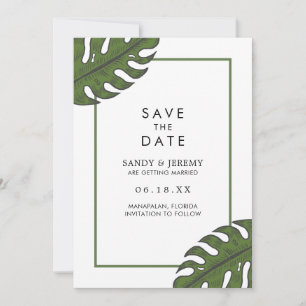 Tropical Palm Leaves Modern Wedding Save The Date