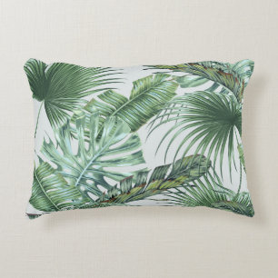 Tropical palm leaves, monstera, banana leaf, jungl decorative cushion