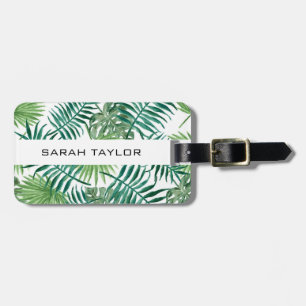 Tropical Palm Leaves Name Custom   Luggage Tag