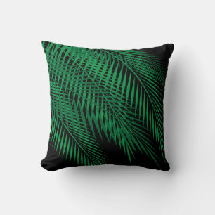 Tropical Palm Leaves on Dark Sky Cushion
