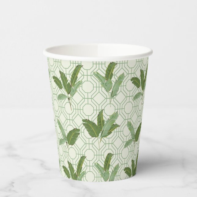 Tropical Palm Leaves Paper Cups (Left)