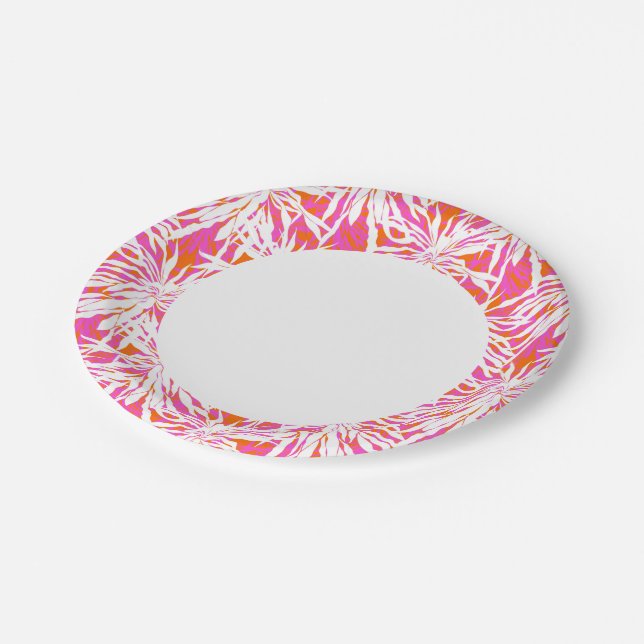 Tropical Palm Leaves Paper Plate (Angled)
