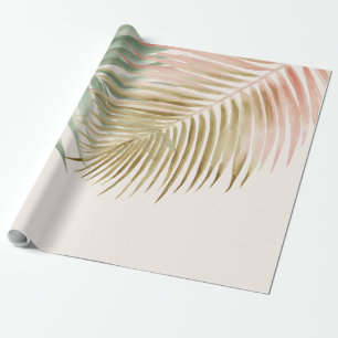 Tropical Palm Leaves Pastel Pink Green Blue Wrapping Paper