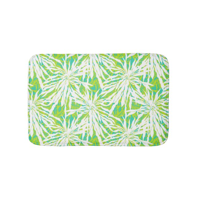 Tropical Palm Leaves Pattern Bath Mat (Front)