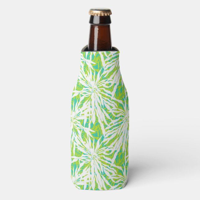 Tropical Palm Leaves Pattern Bottle Cooler (Bottle Front)