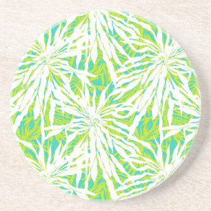 Tropical Palm Leaves Pattern Coaster
