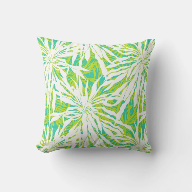 Tropical Palm Leaves Pattern Cushion (Front)