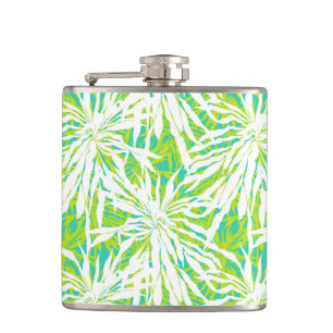 Tropical Palm Leaves Pattern Hip Flask