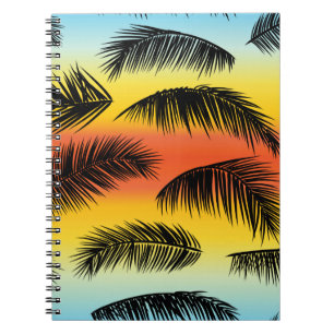 Tropical palm leaves pattern notebook