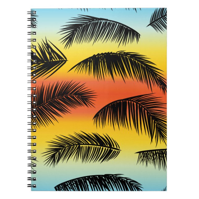 Tropical palm leaves pattern notebook (Front)