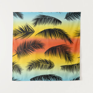 Tropical palm leaves pattern tapestry