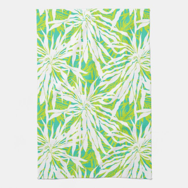 Tropical Palm Leaves Pattern Tea Towel (Vertical)