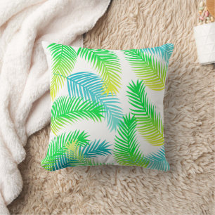 Tropical Palm Leaves Pattern Throw Pillow – Green 