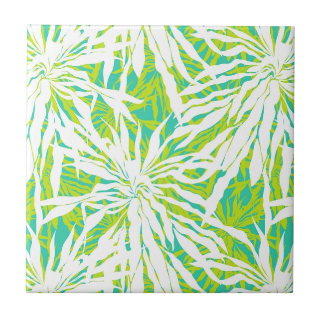 Tropical Palm Leaves Pattern Tile (Front)