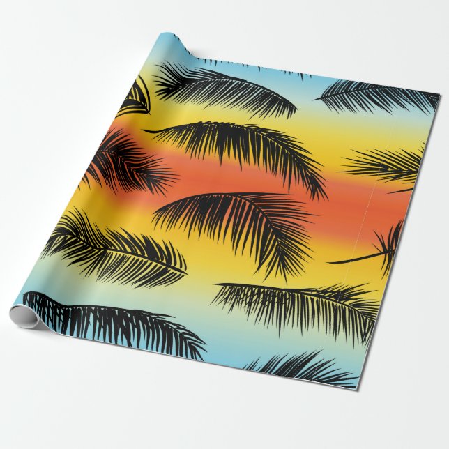 Tropical palm leaves pattern wrapping paper (Unrolled)