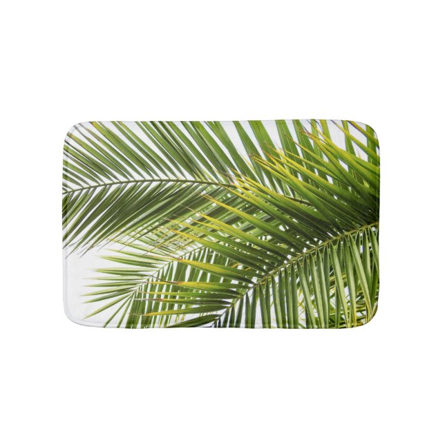 Tropical palm leaves photo summer florida paradise bath mat (Front)