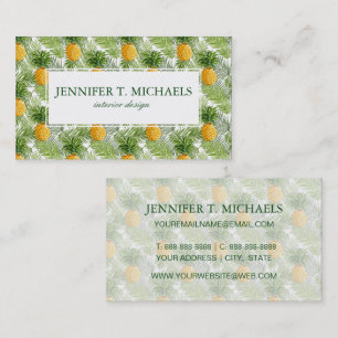 Tropical Palm Leaves & Pineapples Add Your Name Business Card