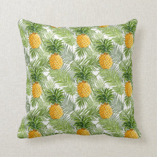 Tropical Palm Leaves & Pineapples Cushion