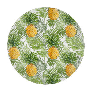 Tropical Palm Leaves & Pineapples Cutting Board