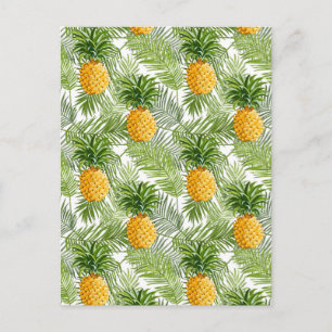 Tropical Palm Leaves & Pineapples Postcard