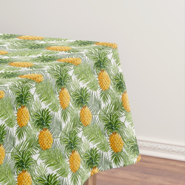 Tropical Palm Leaves & Pineapples Tablecloth (In Situ)
