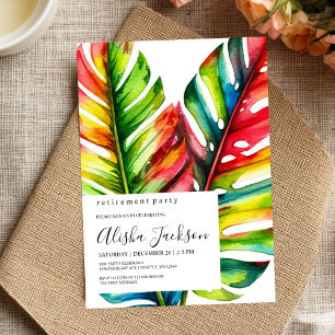 Tropical Palm Leaves Retirement Party Invitation