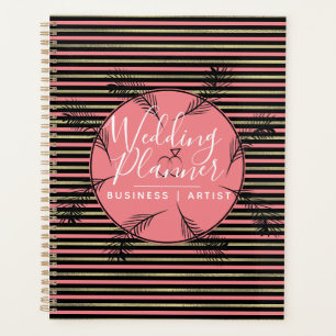 Tropical Palm Leaves Ring Foil Stripes Wedding Planner