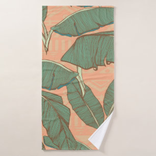 Tropical palm leaves seamless background bath towel
