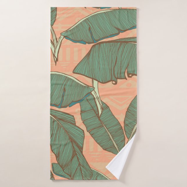 Tropical palm leaves seamless background bath towel (Bath Towel)