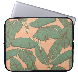Tropical palm leaves seamless background laptop sleeve