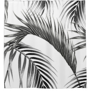 Tropical palm leaves seamless floral jungle patter shower curtain