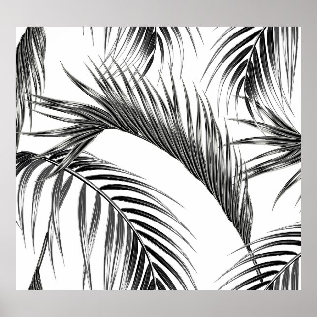 Tropical palm leaves, seamless jungle. poster (Front)