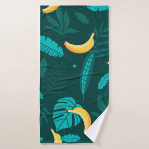 Tropical palm leaves Seamless pattern. Banana leav Bath Towel