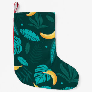Tropical palm leaves Seamless pattern. Banana leav Small Christmas Stocking