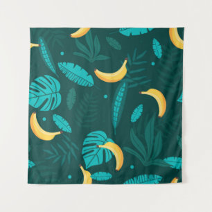 Tropical palm leaves Seamless pattern. Banana leav Tapestry