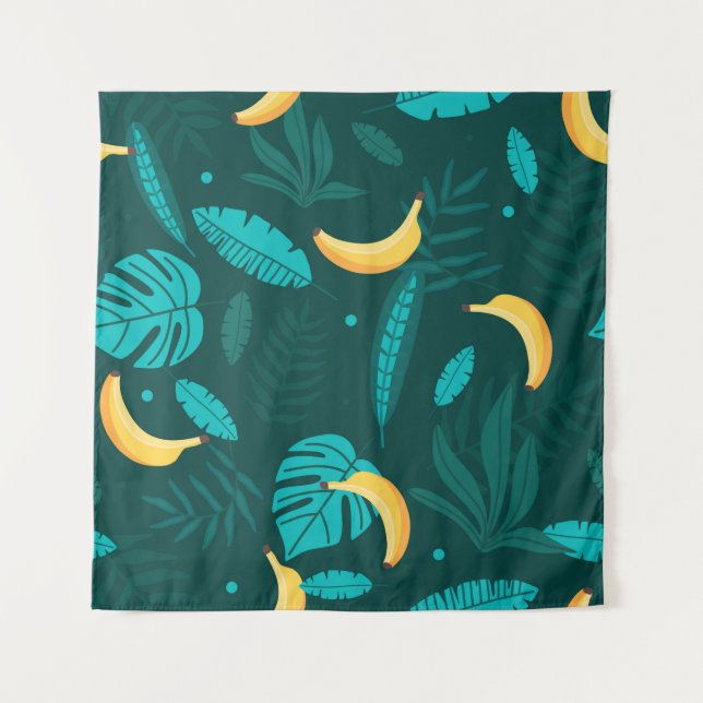 Tropical palm leaves Seamless pattern. Banana leav Tapestry (Front)