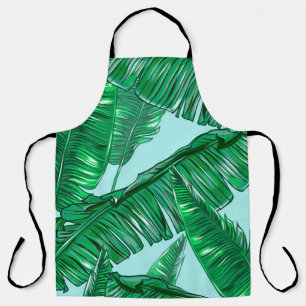 Tropical palm leaves seamless vintage floral patte apron