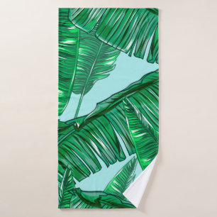 Tropical palm leaves seamless vintage floral patte bath towel