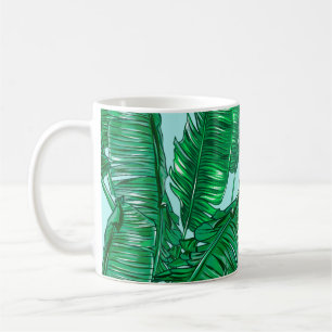 Tropical palm leaves seamless vintage floral patte coffee mug