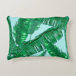 Tropical palm leaves seamless vintage floral patte decorative cushion