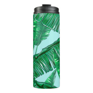 Tropical palm leaves seamless vintage floral patte thermal tumbler