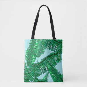 Tropical palm leaves seamless vintage floral patte tote bag