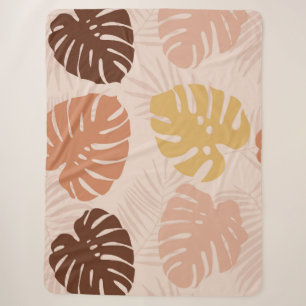 Tropical palm leaves sherpa blanket