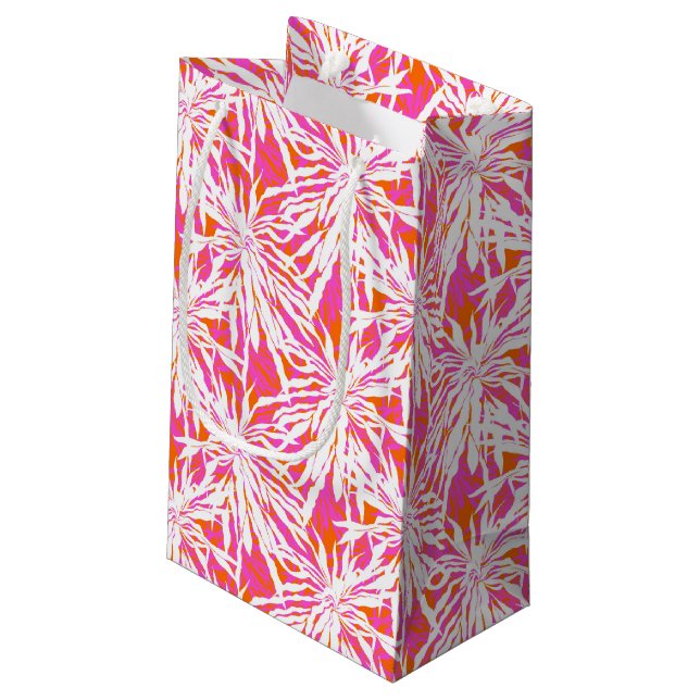 Tropical Palm Leaves Small Gift Bag (Back Angled)