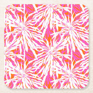 Tropical Palm Leaves Square Paper Coaster