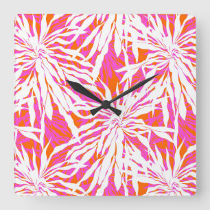 Tropical Palm Leaves Square Wall Clock