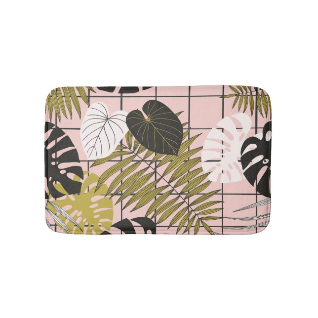 Tropical palm leaves, stylish summer. bath mat (Front)
